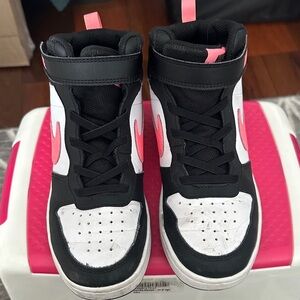 Nike Kids Black and Pink High-Top Sneakers